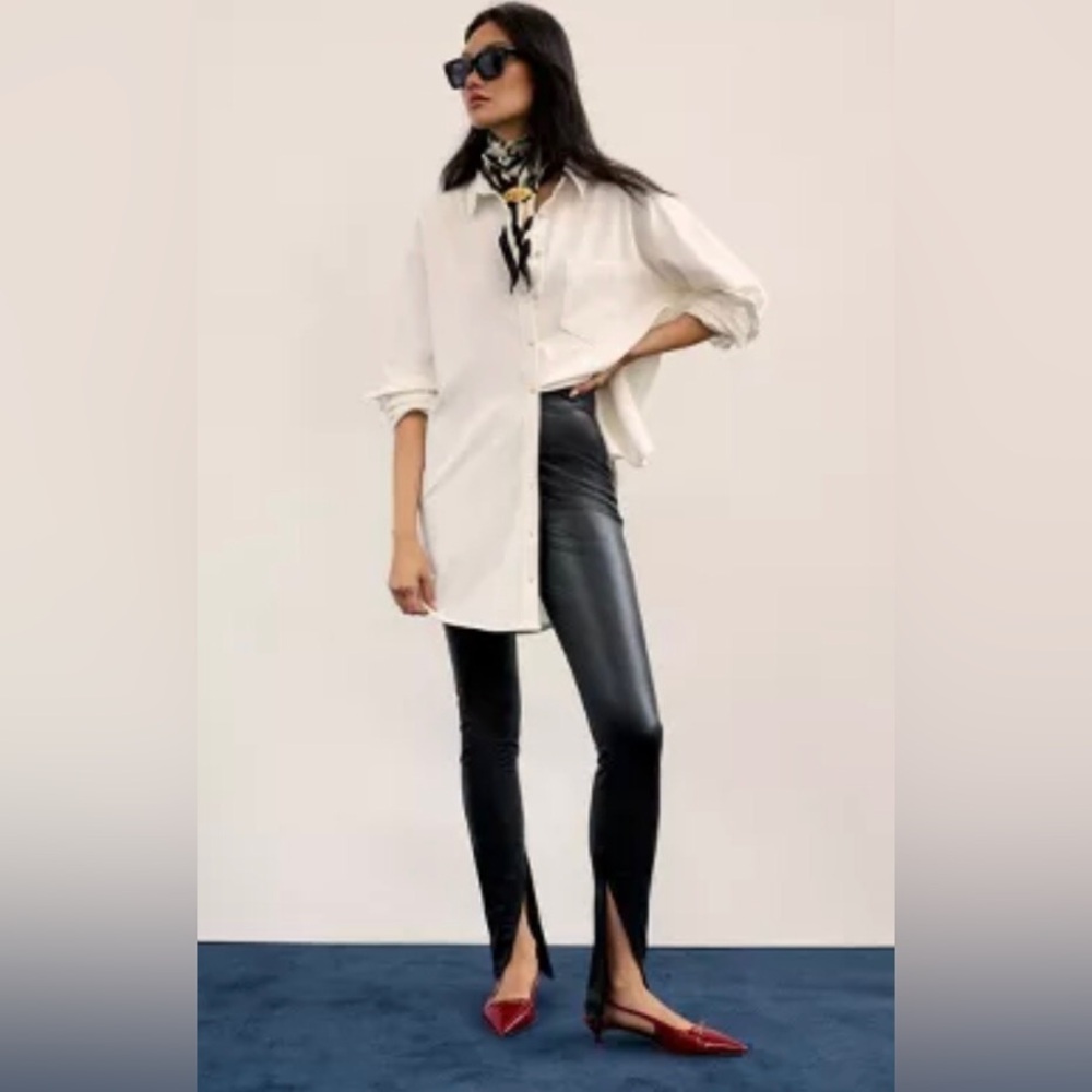 BAGATELLE HIGH-WAISTED VEGAN LEATHER SLIT LEGGINGS Anthropologie